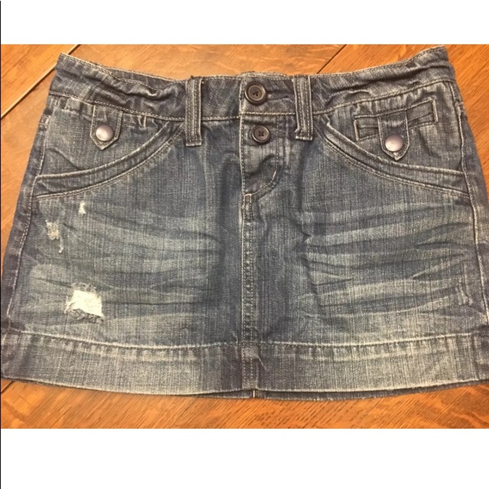 American Eagle Distressed Denim Skirt Rip Boho 0